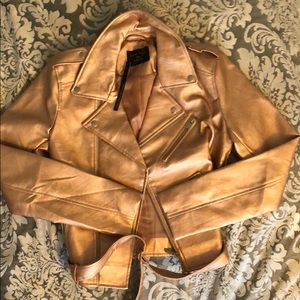 Rose Gold Faux Leather Jacket